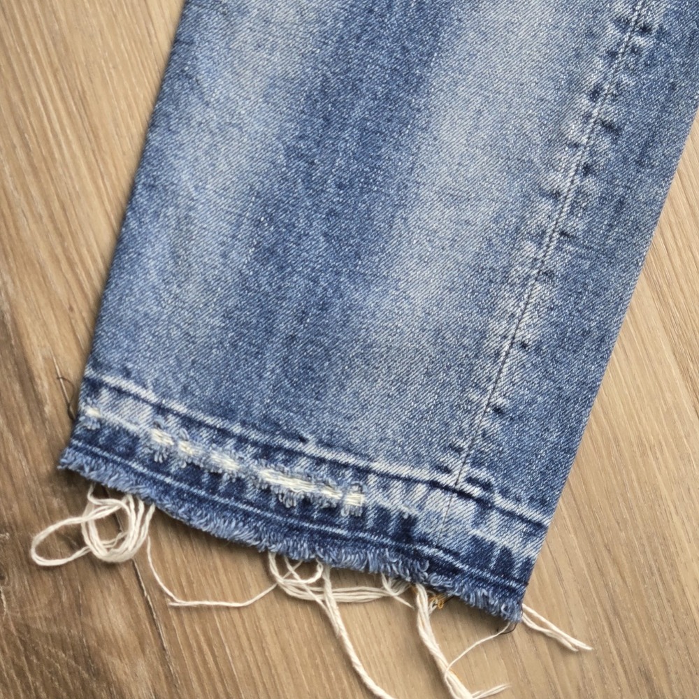 Zara Jeans Womens 4 Raw Hem Mid-Rise Slim‎ Button Fly Ripped Relaxed Fit Boho - Picture 3 of 12